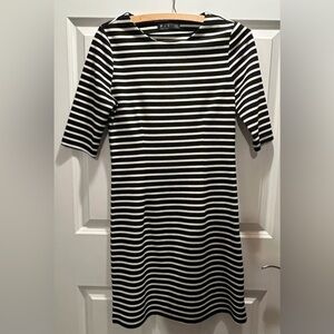 PIT Amsterdam Black‎ White 3/4 Sleeve Jersey Knit Dress Women Size 2
